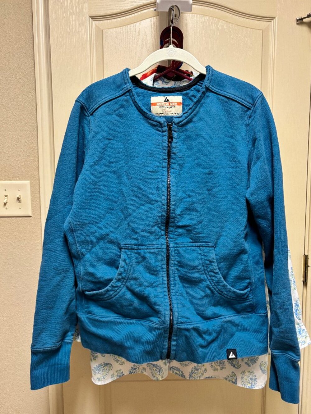 American Giant Teal Full Zip Sweatshirt Size Large